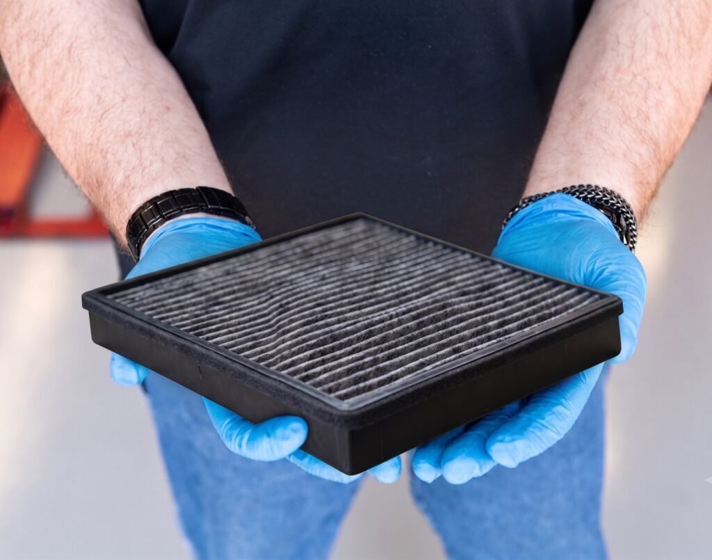 Clean HEPA carbon cabin air filter for wildfire smoke season vehicle maintenance in North Seattle
